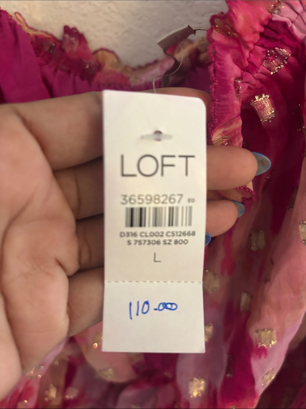 LOFT Pink Floral Tiered Maxi Dress with Gold Accents - Picture 4 of 5